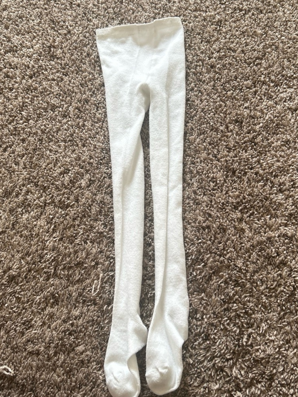 Girls' White Knit Footed Leggings - Classic Stretch